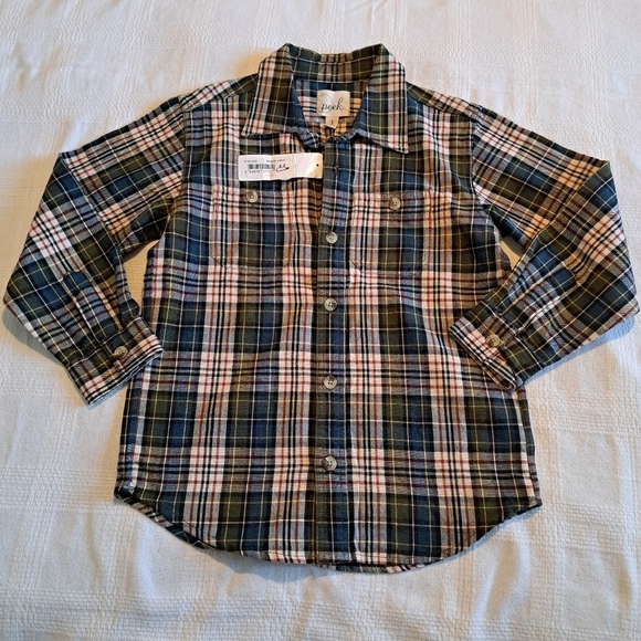 Peek boys size Large or 8 Pioneer Check button up shirt, New - Picture 1 of 5